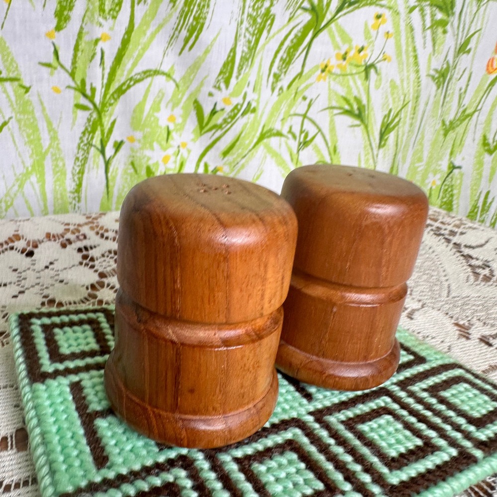 1970s Gailstyn Sutton Teak Wood Salt and Pepper Shakers MCM Vintage Danish